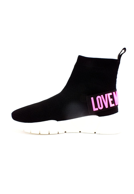 LOVE MOSCHINO Sneaker Elastic Sock Donna Nero Fuxia Fluo JA15493G1GIZF00A - Sandrini Calzature e Abbigliamento