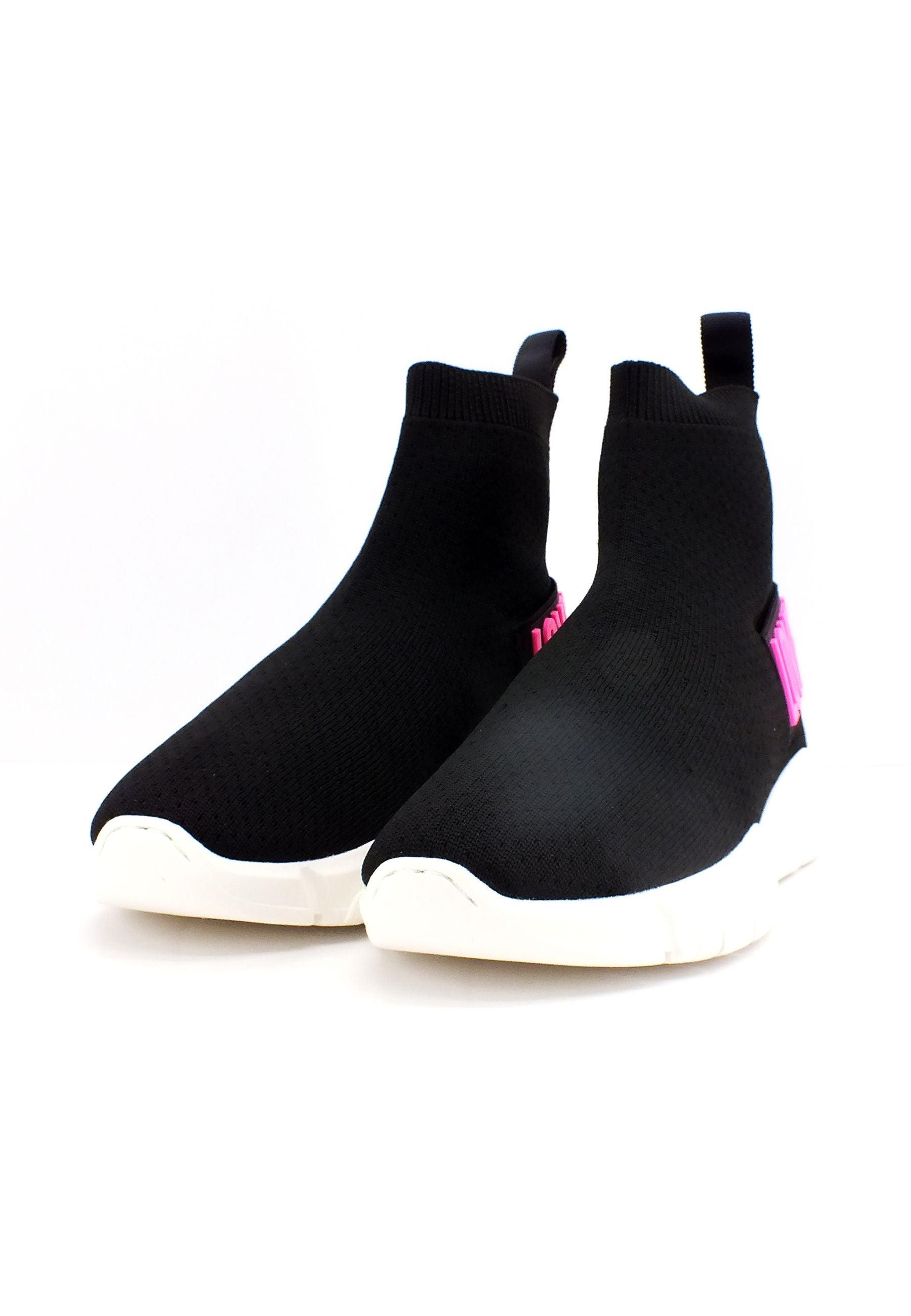 LOVE MOSCHINO Sneaker Elastic Sock Donna Nero Fuxia Fluo JA15493G1GIZF00A - Sandrini Calzature e Abbigliamento