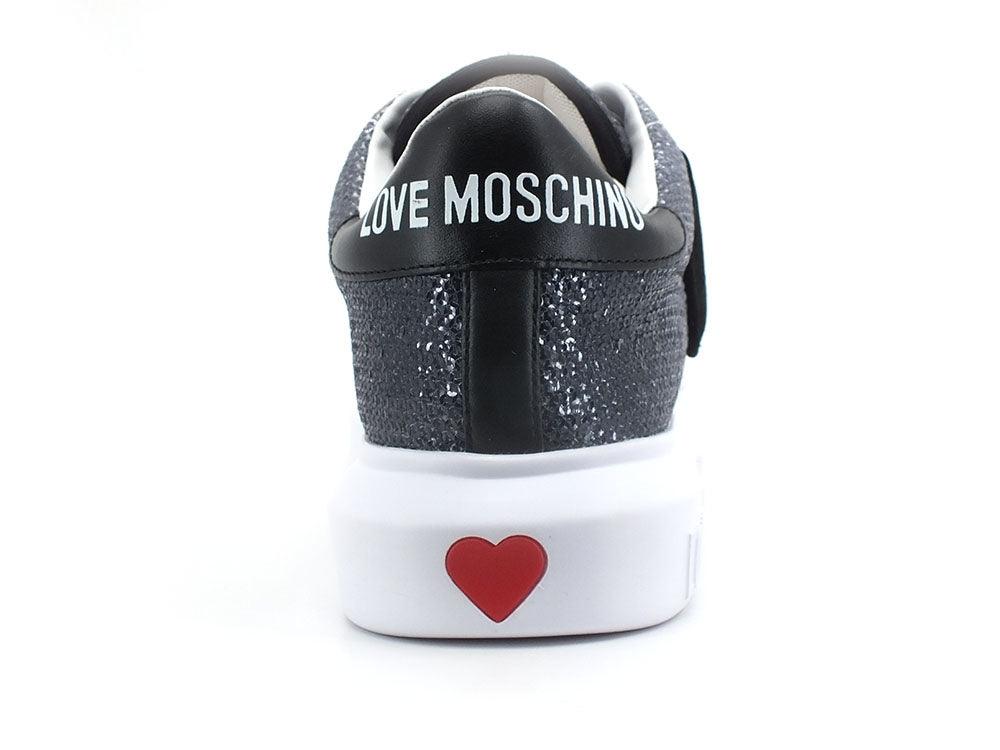 LOVE MOSCHINO Sneaker Glitter Degradè Cuore Bianco Nero JA15244G1EIW100A - Sandrini Calzature e Abbigliamento