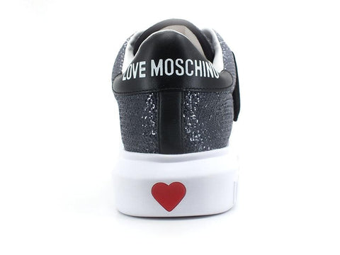 LOVE MOSCHINO Sneaker Glitter Degradè Cuore Bianco Nero JA15244G1EIW100A - Sandrini Calzature e Abbigliamento