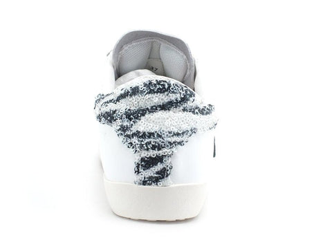 LOVE MOSCHINO Sneaker Logo Cuore Pailettes Bianco Nero JA15402G1EI4210A - Sandrini Calzature e Abbigliamento