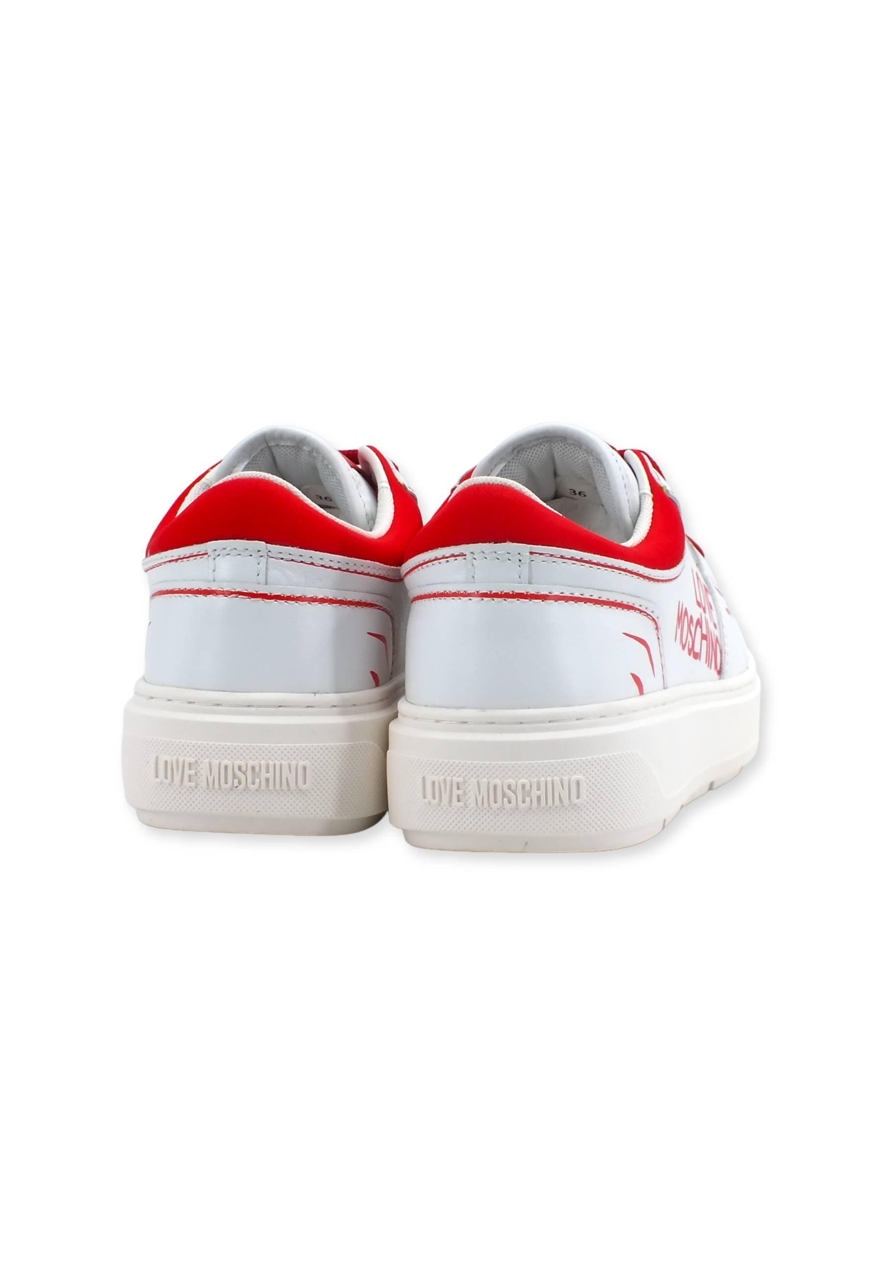 LOVE MOSCHINO Sneaker Scritte Donna Bianco Rosso JA15254G1GIAA10B - Sandrini Calzature e Abbigliamento