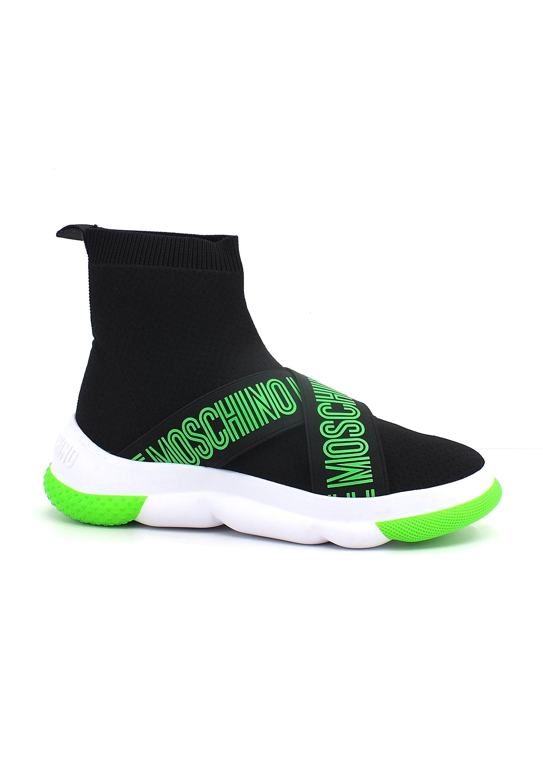 LOVE MOSCHINO Sneaker Sock Elastic Donna Nero Verde JA15224G0FIZH00B - Sandrini Calzature e Abbigliamento