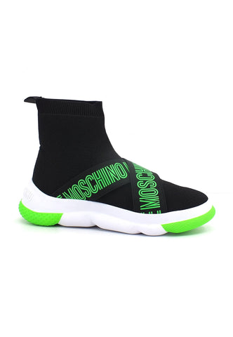 LOVE MOSCHINO Sneaker Sock Elastic Donna Nero Verde JA15224G0FIZH00B - Sandrini Calzature e Abbigliamento