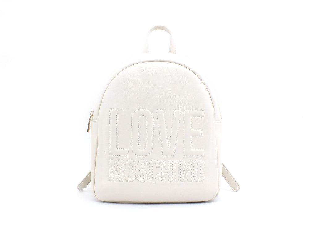 LOVE MOSCHINO Zaino Backpack Big Pu Zip Logo Embossed Avorio JC4058PP1ELL0110 - Sandrini Calzature e Abbigliamento