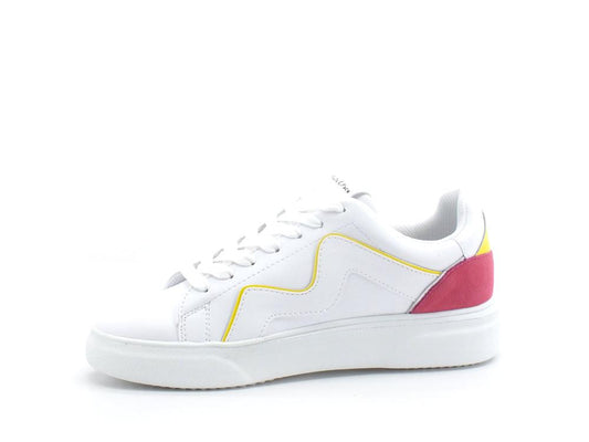 MANILA GRACE Sneaker Pelle Retro Bicolor Bianco Rosa Giallo S603 - Sandrini Calzature e Abbigliamento