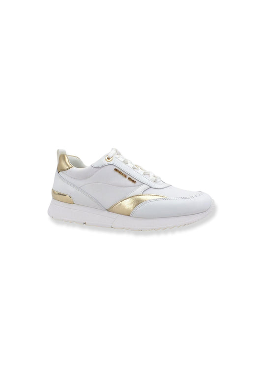 MICHAEL KORS Allie Stride Trainer Sneaker Donna Bianco Optic PlGold 43T2ALFS1D - Sandrini Calzature e Abbigliamento