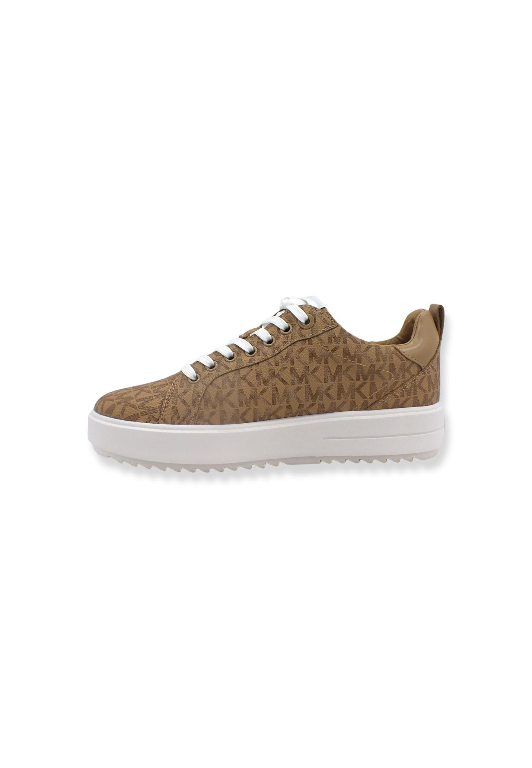 MICHAEL KORS Emmett Lace Up Sneaker Donna Beige Camel 43T2ETFS1B - Sandrini Calzature e Abbigliamento