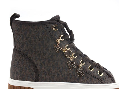 MICHAEL KORS Gertie Hi Top Semi Lux Sneaker Brown 43R2GTFE6B - Sandrini Calzature e Abbigliamento