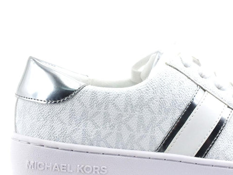 MICHAEL KORS Irving Stripe Lace Up Sneaker Metallic Bright White 43R2IRFS1B - Sandrini Calzature e Abbigliamento