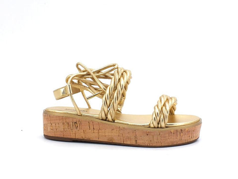 MICHAEL KORS Marina Sandal Sandalo Listini Intrecciati Gold 40S1MRFA2M - Sandrini Calzature e Abbigliamento