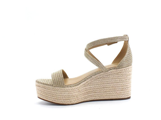 MICHAEL KORS Serena Wedge Sandalo Espadrilles Zeppa Glitter Pale Gold 40S2SEMS1D - Sandrini Calzature e Abbigliamento