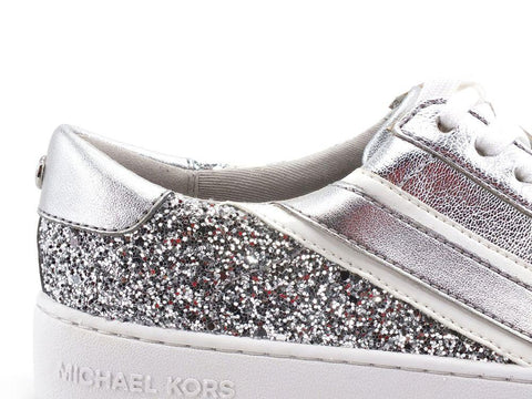 MICHAEL KORS Slade Lace Up Sneaker Metallic Glitter Silver 43T1SLFS1M - Sandrini Calzature e Abbigliamento