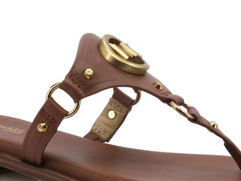 MICHEAL KORS Conway Sandal Infradito Borchie Logo Luggage Cuoio 40S1COFA1L - Sandrini Calzature e Abbigliamento