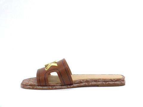 MICHEAL KORS Kippy Slide Ciabatta Fascia Logo Luggage Cuoio 40S1KPFA2L - Sandrini Calzature e Abbigliamento