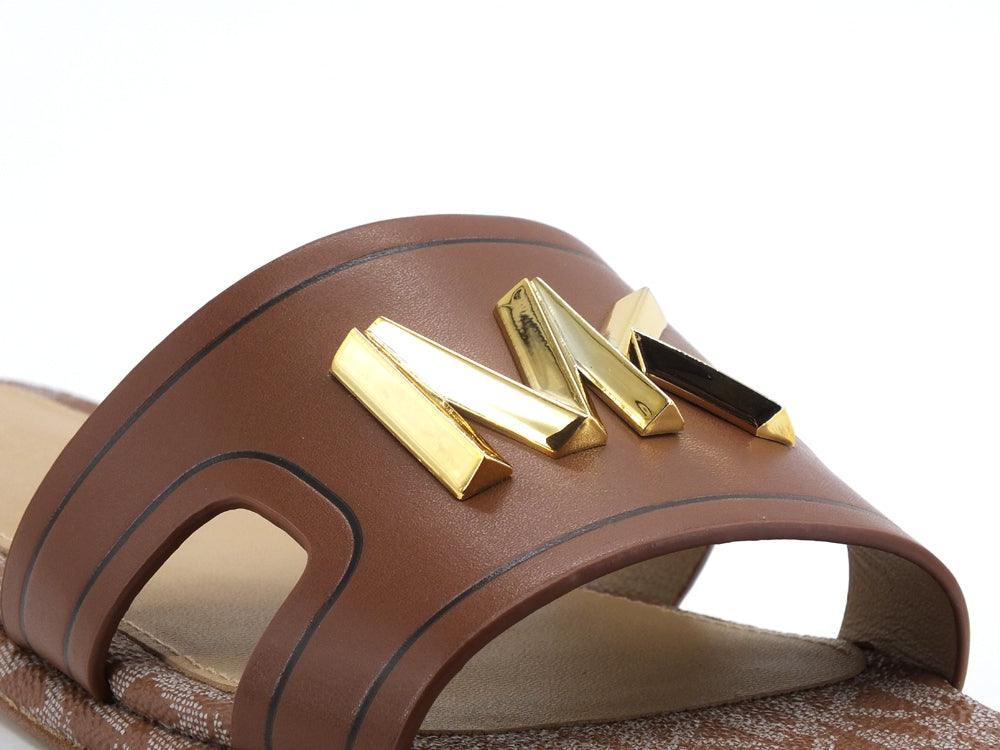 MICHEAL KORS Kippy Slide Ciabatta Fascia Logo Luggage Cuoio 40S1KPFA2L - Sandrini Calzature e Abbigliamento