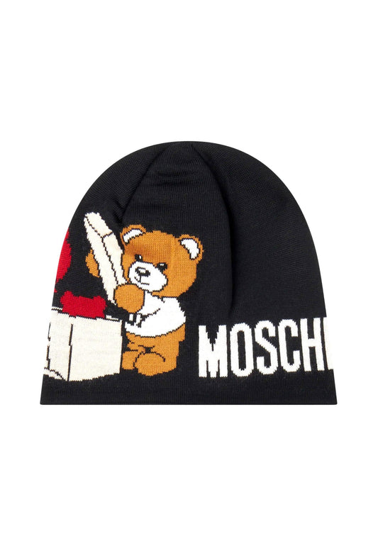 MOSCHINO Berretta Teddy Donna Black White 65371-M2955 - Sandrini Calzature e Abbigliamento