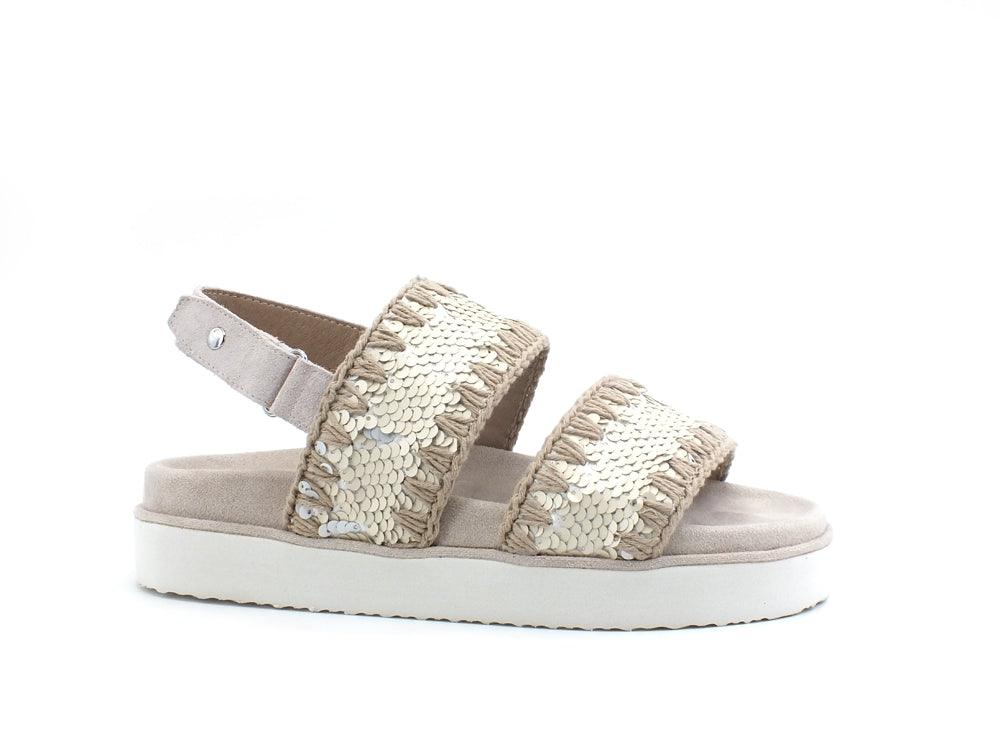 MOU Bio Sandal Strap Sequins Sandalo Pailettes Sequins Chalk MU.SW251002G - Sandrini Calzature e Abbigliamento