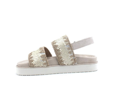 MOU Bio Sandal Strap Sequins Sandalo Pailettes Sequins Chalk MU.SW251002G - Sandrini Calzature e Abbigliamento