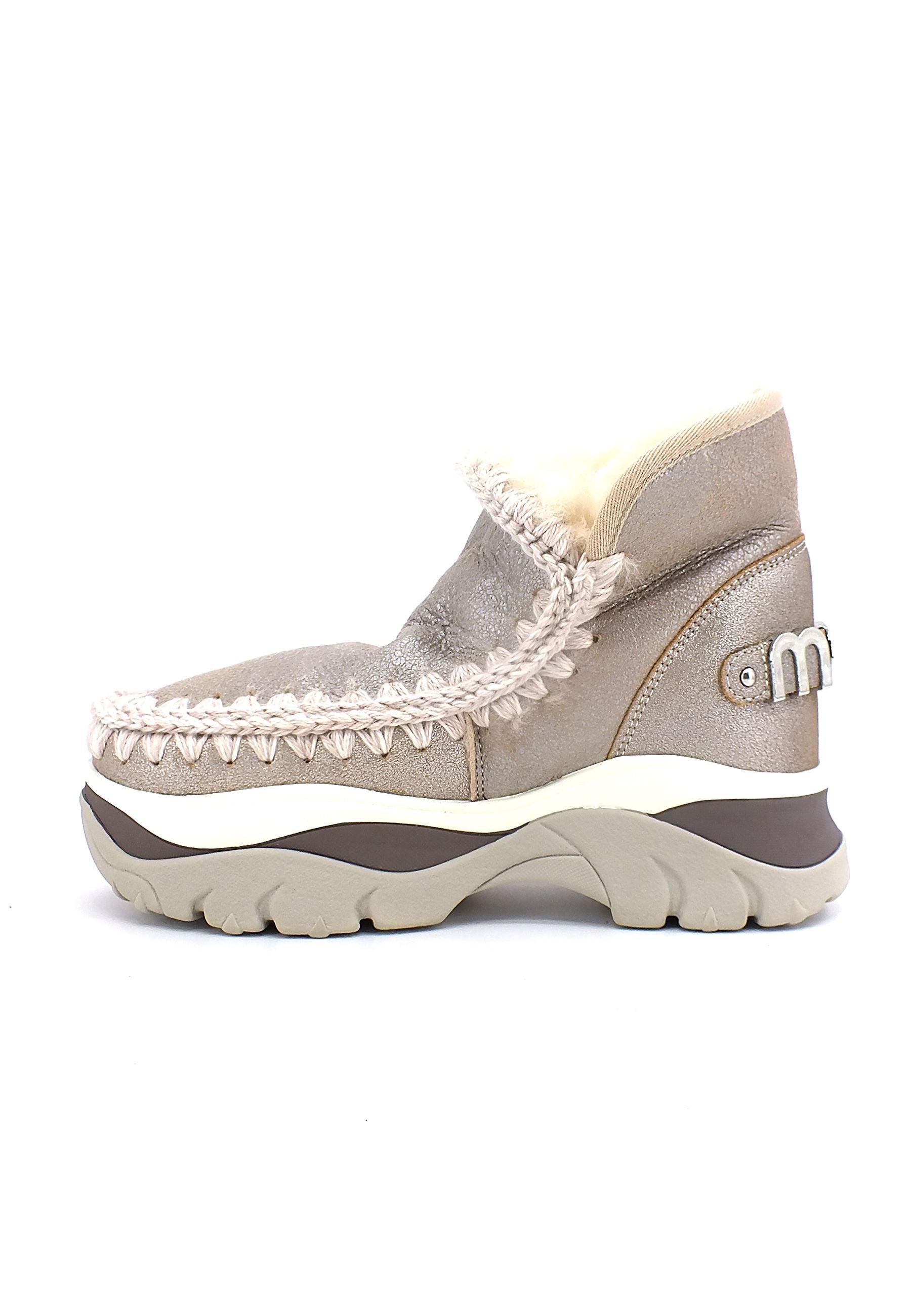 MOU Chunky Eskimo Stivaletto Pelo Donna Stone Metallic - Sandrini Calzature e Abbigliamento