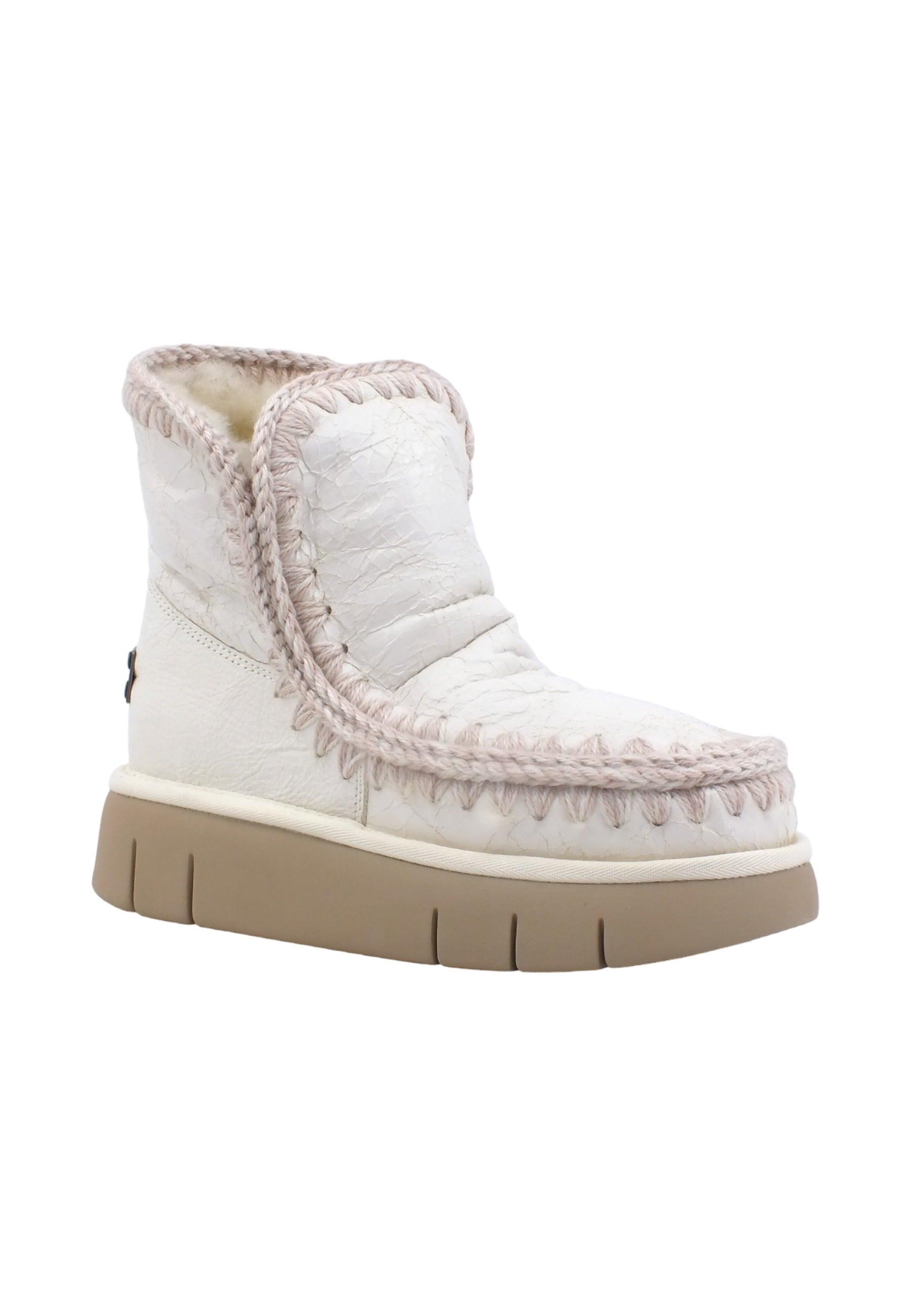 MOU Eskimo 18 Bounce Stivaletto Pelo Donna Wrinkled Shiny White MU.FW531002B - Sandrini Calzature e Abbigliamento