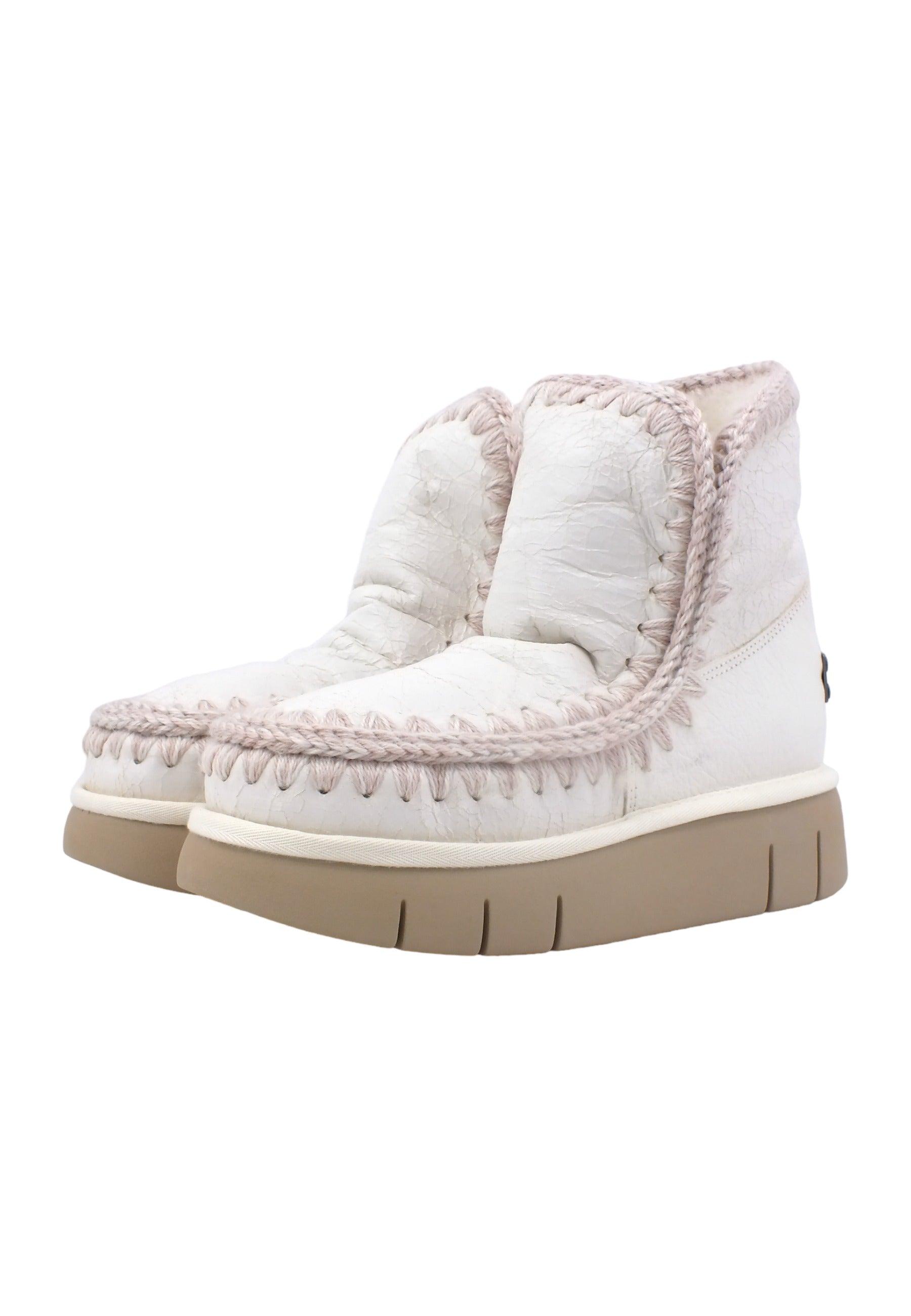 MOU Eskimo 18 Bounce Stivaletto Pelo Donna Wrinkled Shiny White MU.FW531002B - Sandrini Calzature e Abbigliamento