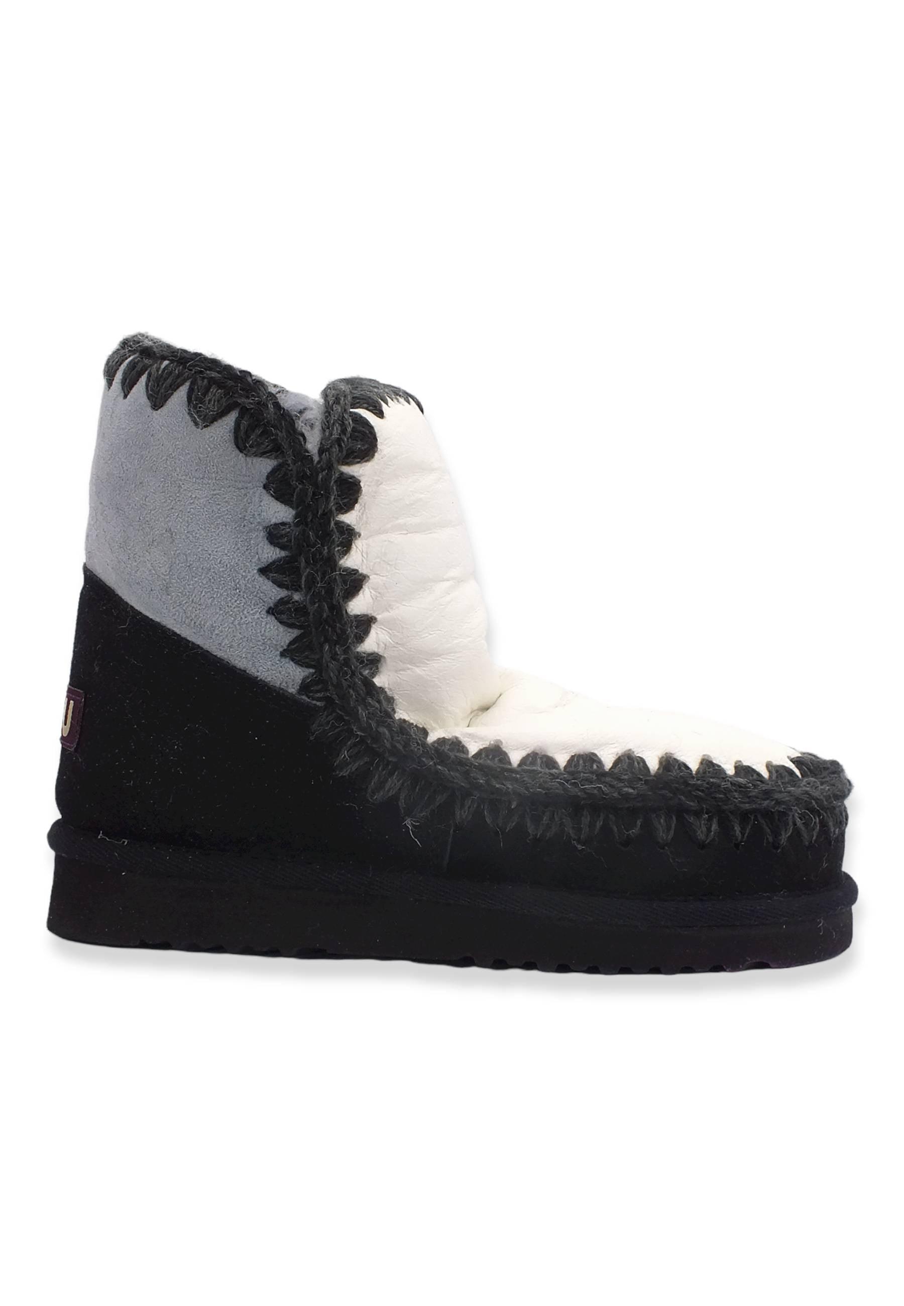 MOU Eskimo 18 Color Block Stivaletto Pelo Donna Iced Sea Black White - Sandrini Calzature e Abbigliamento