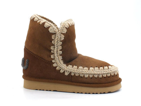 MOU Eskimo 18 Glitter Logo Stivaletto Pelo Cognac MU.FW101050A - Sandrini Calzature e Abbigliamento