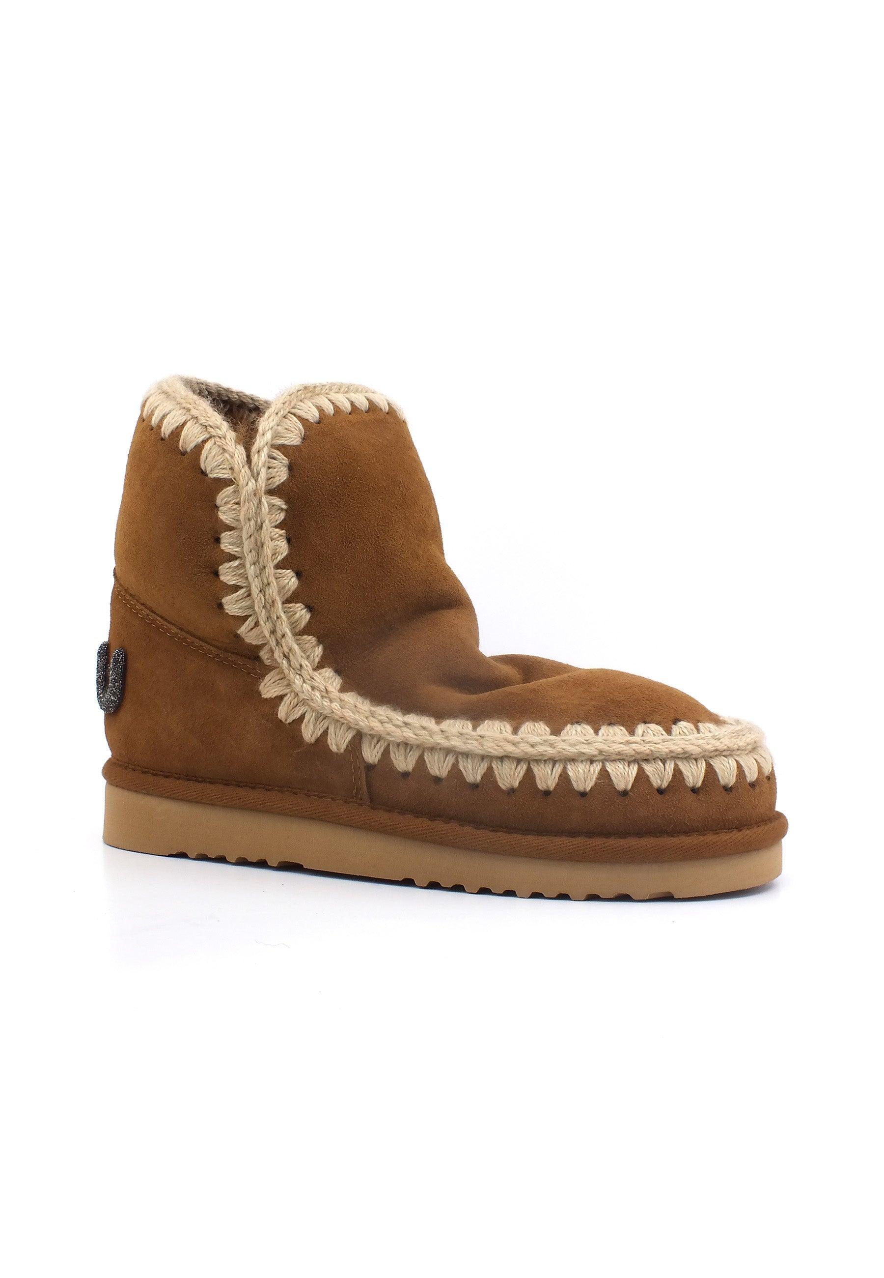 MOU Eskimo 18 Glitter Logo Stivaletto Pelo Donna Cognac Marrone MU.FW101050A - Sandrini Calzature e Abbigliamento