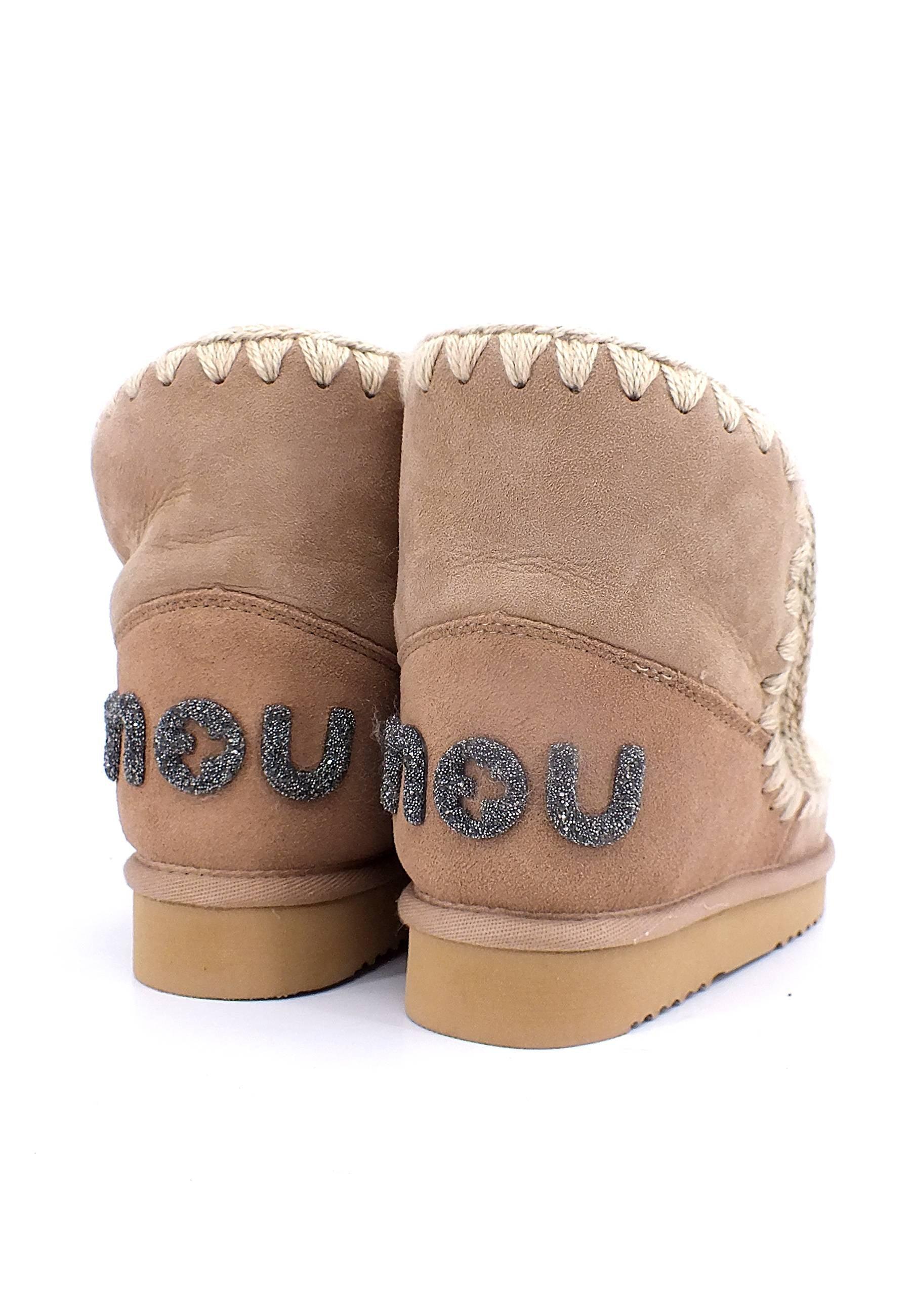 MOU Eskimo 18 Glitter Stivaletto Pelo Donna Camel - Sandrini Calzature e Abbigliamento