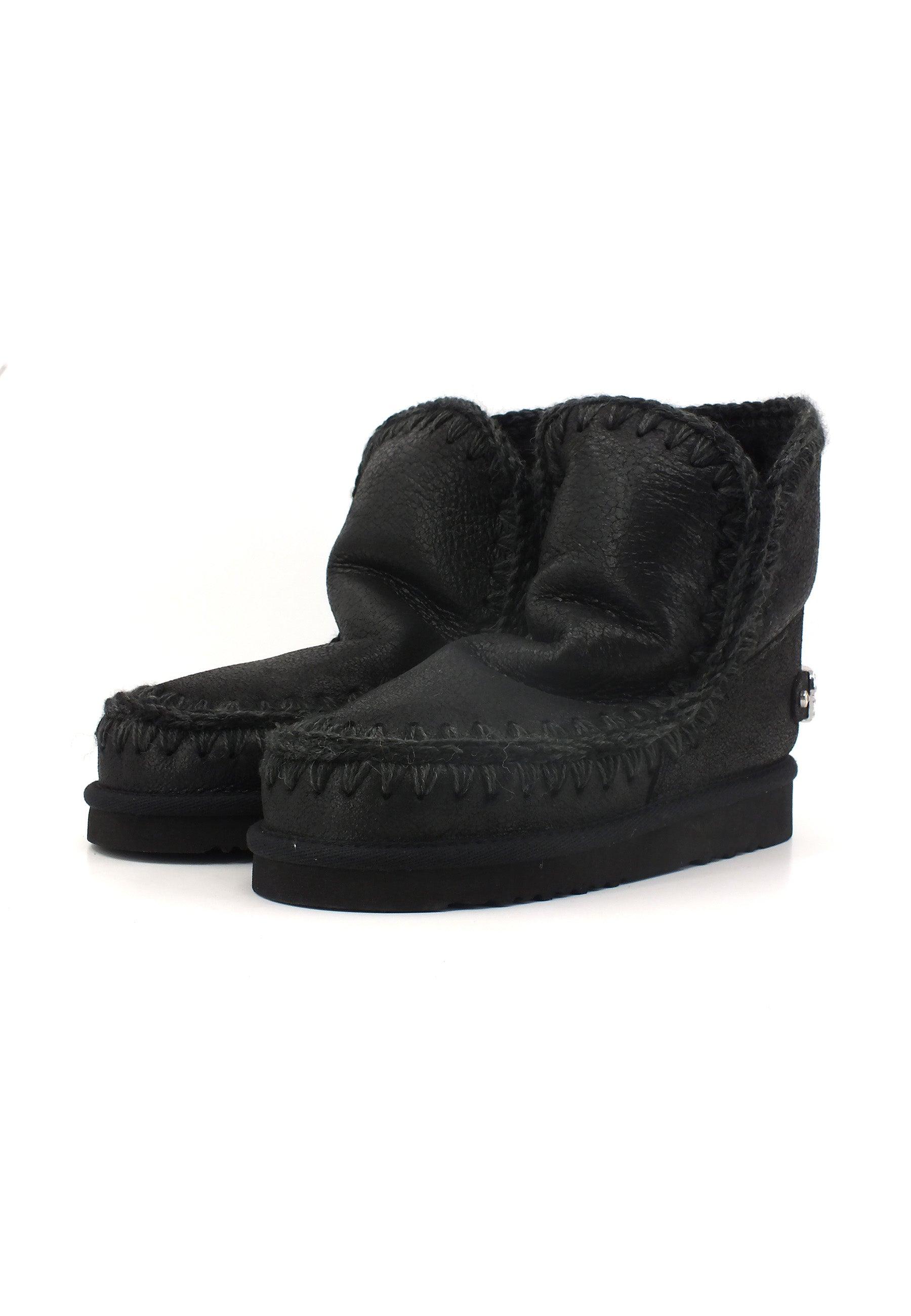 MOU Eskimo 18 Rhinestone Logo Stivaletto Pelo Donna Black Grey MU.FW101036B - Sandrini Calzature e Abbigliamento