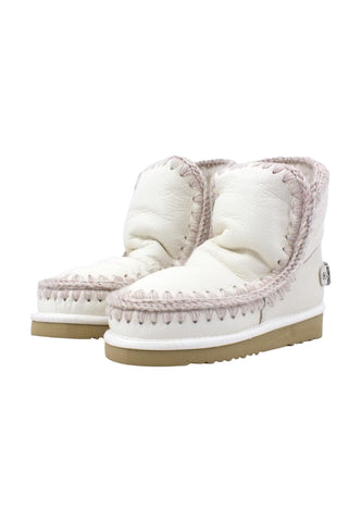 MOU Eskimo 18 Rhinestone Logo Stivaletto Pelo Donna Waxi White MU.FW101036C - Sandrini Calzature e Abbigliamento