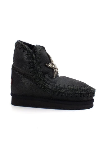 MOU Eskimo 18 Star Stivaletto Pelo Donna Cracked Black Grey - Sandrini Calzature e Abbigliamento