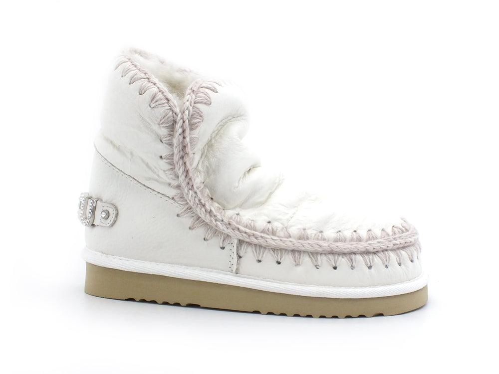 MOU Eskimo 18 With Rhinestones Logo Stivaletto Pelo Waxi White MU.FW101036C - Sandrini Calzature e Abbigliamento