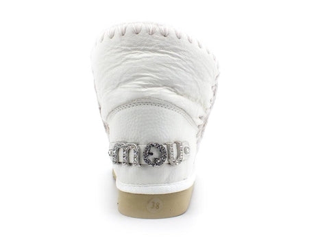 MOU Eskimo 18 With Rhinestones Logo Stivaletto Pelo Waxi White MU.FW101036C - Sandrini Calzature e Abbigliamento