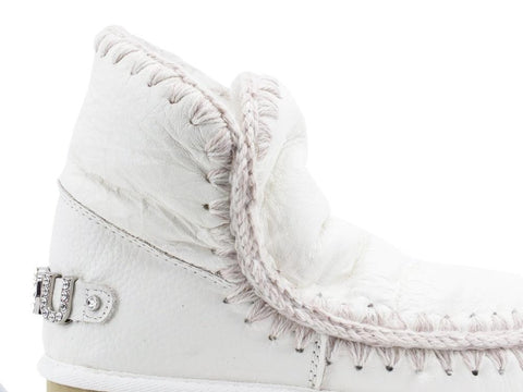 MOU Eskimo 18 With Rhinestones Logo Stivaletto Pelo Waxi White MU.FW101036C - Sandrini Calzature e Abbigliamento