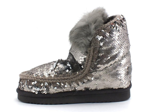 MOU Eskimo All Sequins Rabbut Fur Stivale Pelo Sequins Gun Metal MU.FW101015G - Sandrini Calzature e Abbigliamento