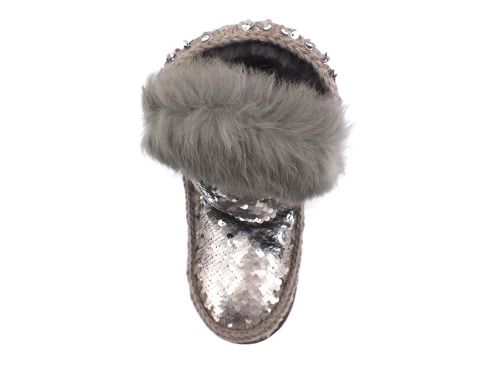 MOU Eskimo All Sequins Rabbut Fur Stivale Pelo Sequins Gun Metal MU.FW101015G - Sandrini Calzature e Abbigliamento