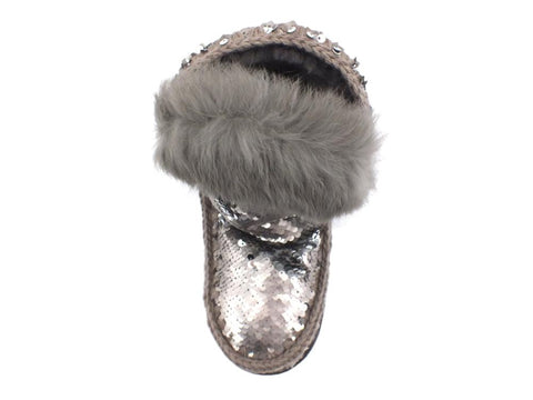 MOU Eskimo All Sequins Rabbut Fur Stivale Pelo Sequins Gun Metal MU.FW101015G - Sandrini Calzature e Abbigliamento