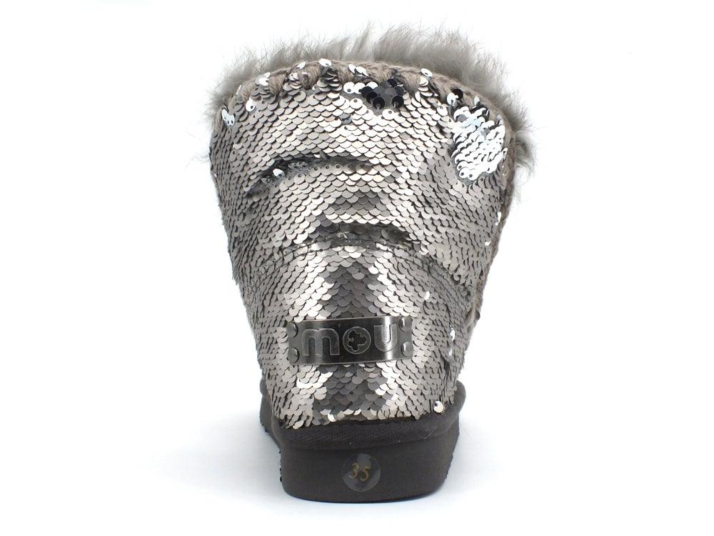 MOU Eskimo All Sequins Rabbut Fur Stivale Pelo Sequins Gun Metal MU.FW101015G - Sandrini Calzature e Abbigliamento