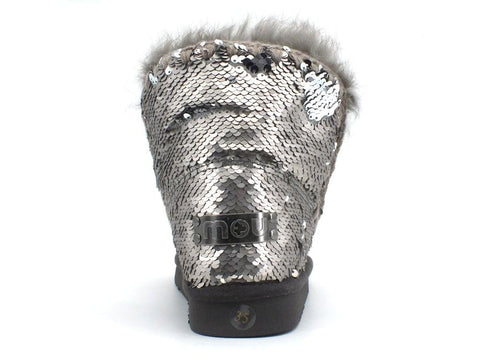 MOU Eskimo All Sequins Rabbut Fur Stivale Pelo Sequins Gun Metal MU.FW101015G - Sandrini Calzature e Abbigliamento