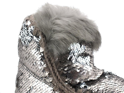 MOU Eskimo All Sequins Rabbut Fur Stivale Pelo Sequins Gun Metal MU.FW101015G - Sandrini Calzature e Abbigliamento