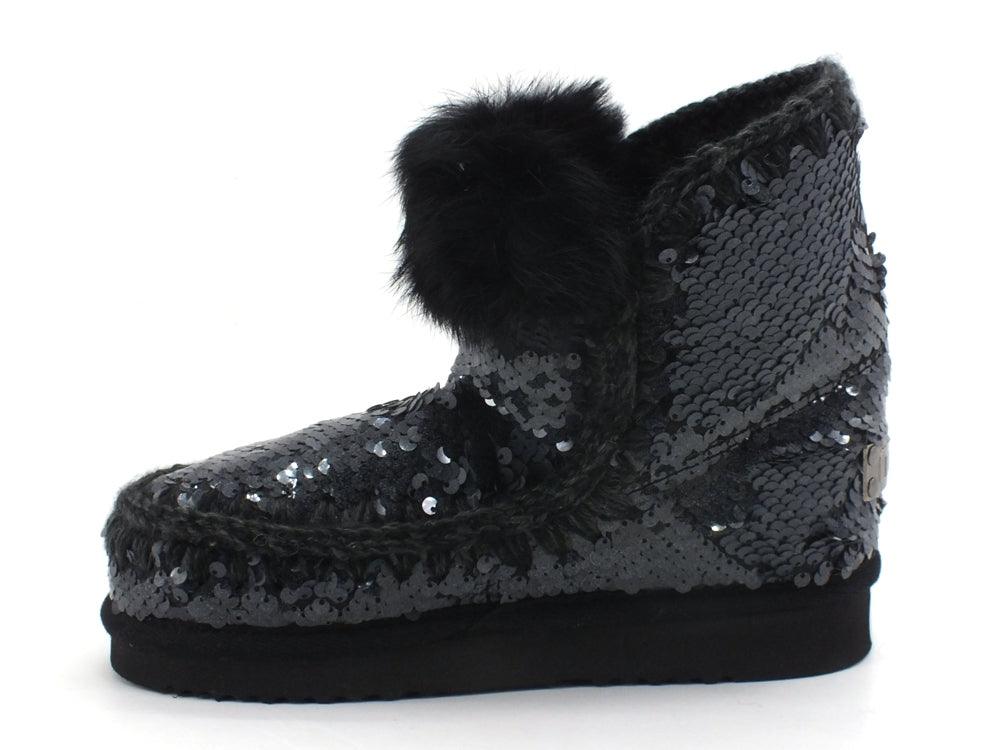 MOU Eskimo All Sequins Rabbut Fur Stivale Pelo Sequins New Black MU.FW101015G - Sandrini Calzature e Abbigliamento