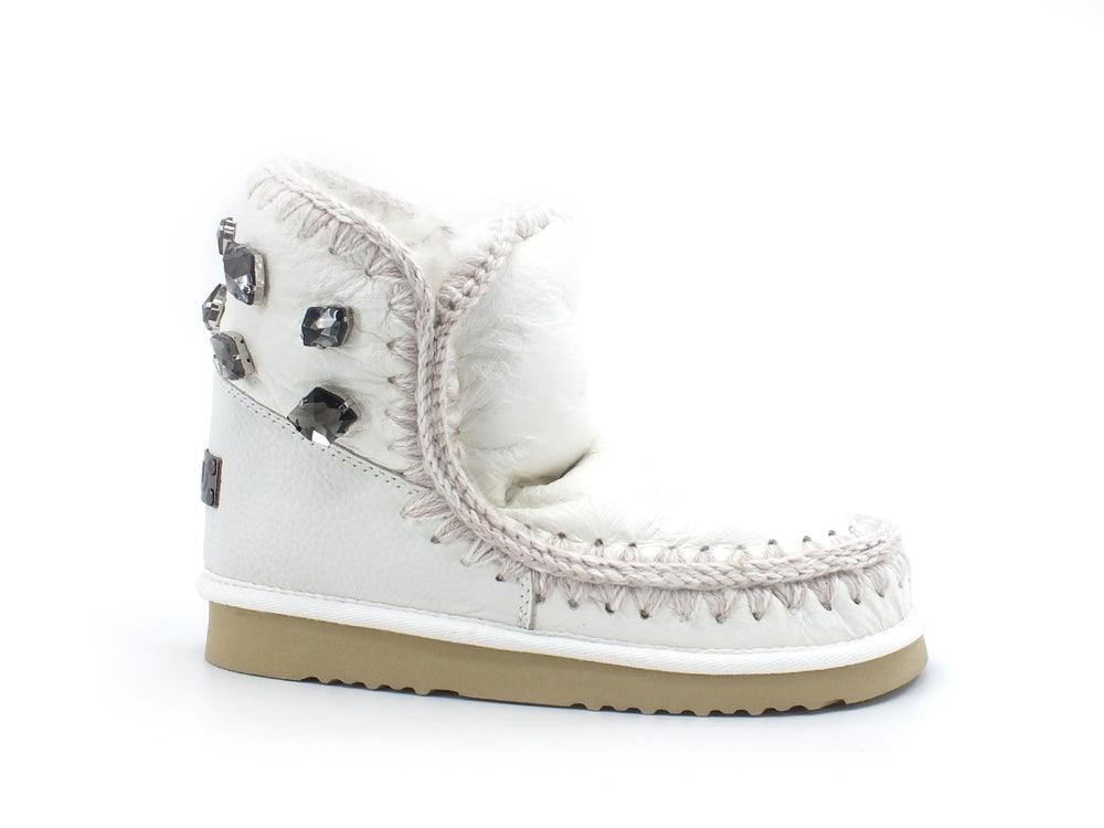 MOU Eskimo Back Rhinestones Stivaletto Pelo Pietre Waxi White MU.FW101056C - Sandrini Calzature e Abbigliamento