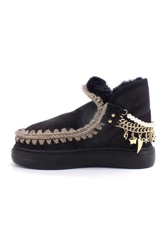 MOU Eskimo Chain Stivaletto Pelo Donna Off Black - Sandrini Calzature e Abbigliamento