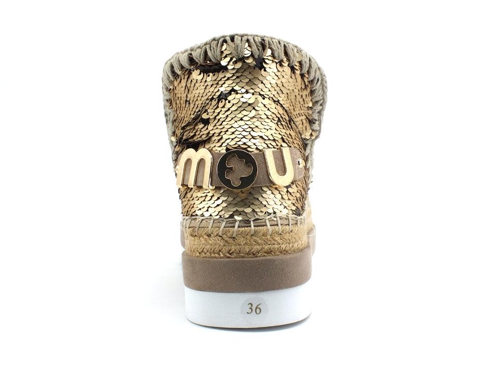 MOU Eskimo Jute Eva All Sequins Stivaletto Platform Gold Metal MU.SW301001G - Sandrini Calzature e Abbigliamento