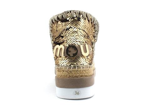 MOU Eskimo Jute Eva All Sequins Stivaletto Platform Gold Metal MU.SW301001G - Sandrini Calzature e Abbigliamento