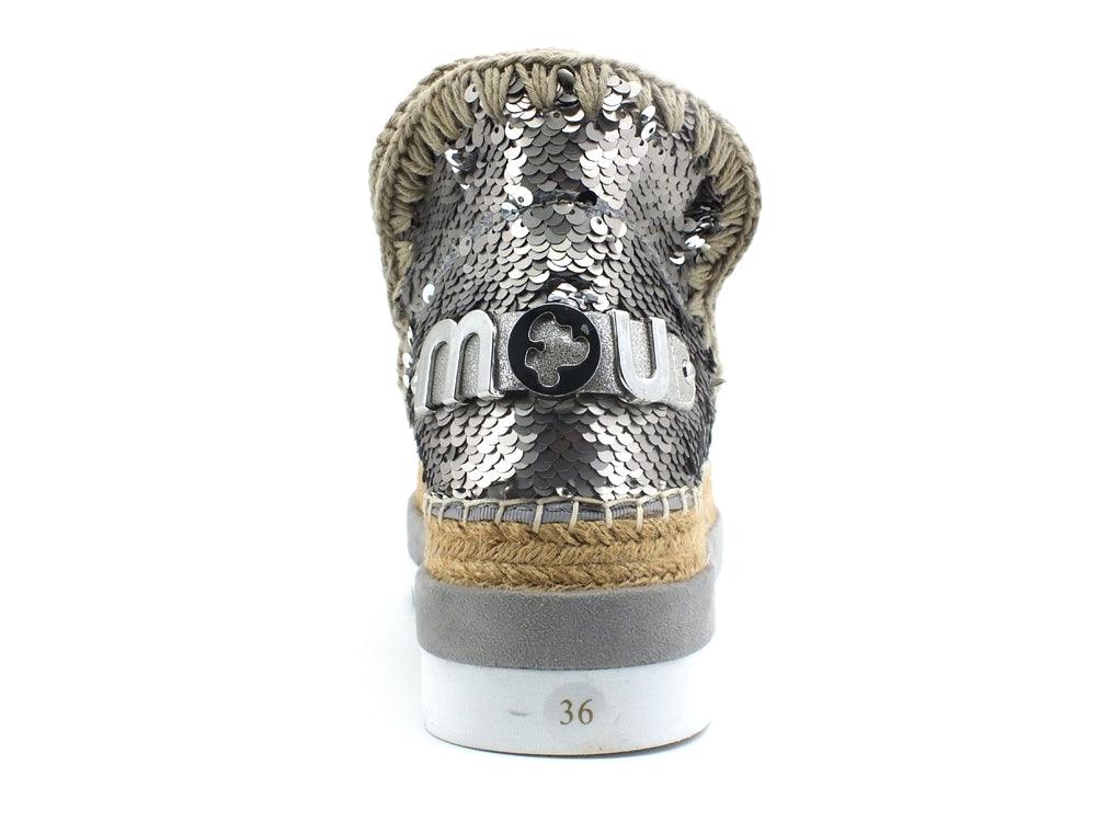 MOU Eskimo Jute Eva All Sequins Stivaletto Platform Sequins Gun Metal MU.SW301001G - Sandrini Calzature e Abbigliamento
