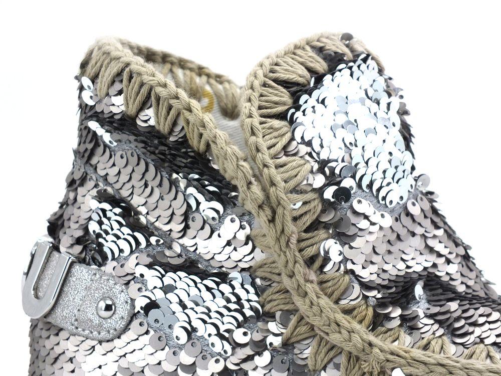 MOU Eskimo Jute Eva All Sequins Stivaletto Platform Sequins Gun Metal MU.SW301001G - Sandrini Calzature e Abbigliamento