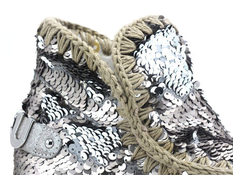 MOU Eskimo Jute Eva All Sequins Stivaletto Platform Sequins Gun Metal MU.SW301001G - Sandrini Calzature e Abbigliamento